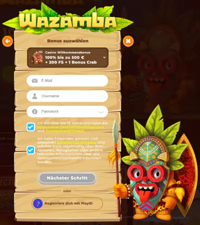 Wazamba Registration